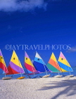 ANTIGUA, West Coast, row of sailboats on beach, ANT653JPL