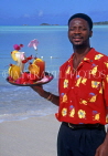 ANTIGUA, waiter with cocktails tray, on beach, ANT807JPL