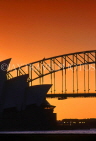 AUSTRALIA, New South Wales, SYDNEY, Opera House and Harbour Bridge, against sunset, AUS1059JPL