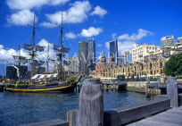 AUSTRALIA, New South Wales, SYDNEY, skyline, and The Rocks area with The Bounty ship, AUS626JPLA