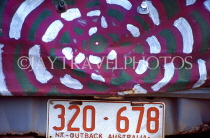 AUSTRALIA, Northern Territory, Darwin, TIWI ISLANDS, Aboroginal Art on car, AUS524JPL