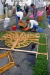 AZORES, Sao Miguel Island, Furnas, Flower Carpet Festival, preparing flowers in wooden stencils, AZ483JPL