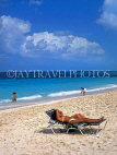 BAHAMAS, Paradise Island, beach with sunbather, BAH387JPL