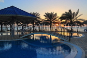 BAHRAIN, Al Jasra, house pool and terrace by the sea, sunset view, BHR1550JPL
