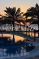 BAHRAIN, Al Jasra, house pool and terrace by the sea, sunset view, BHR1552JPL