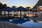 BAHRAIN, Al Jasra, house pool and terrace by the sea, sunset view, BHR1812JPL