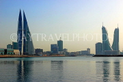 BAHRAIN, Manama, World Trade Centre and Financial Harbour towers, dusk view, BHR1917JPL