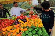 BAHRAIN, Noor El Ain, Garden Bazaar, Farmers Market, peppers, and shopper, BHR2056JPL