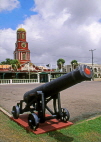 BARBADOS, Bridgetown, Garrison Savannah canon, Savannah Club clock tower, BAR305JPL