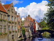 Belgium, BRUGES, 17th century buildings along Dyver Canal, BEL211JPL