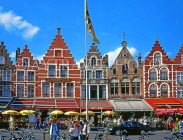 Belgium, BRUGES, Market Square, step gabled 17th century gild houses, BRG31JPL