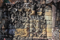 CAMBODIA, Siem Reap, Angkor Thom, Terrace of Elephants, stone carvings, CAM949JPL