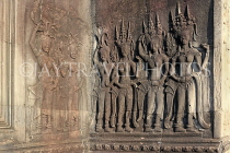CAMBODIA, Siem Reap, Angkor Wat, Apsara dancers carvings, CAM522JPL