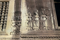 CAMBODIA, Siem Reap, Angkor Wat, Apsara dancers carvings, CAM526JPL