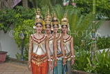 CAMBODIA, Siem Reap, women posing in traditional dress and headgear, cultural dancers, CAM98JPL