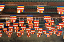 CAMBODIA, Siem Reap Prov, Kulen Mountain, Wat Preah Ang Thom, Buddhist flags, CAM2414JPL