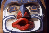 CANADA, British Columbia, Vancouver Island,  VICTORIA, Totem Pole, face close-up, CAN596JPL