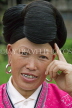 CHINA, Guangxi Province, Guilin, Long Haired Red Yao woman with her hair coiled, CH1525JPL