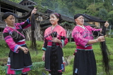 CHINA, Guangxi Province, Guilin, Red Yao women showing off their long hair and attachments, CH1527JPL