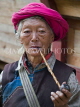 CHINA, Yunnan Province, Nujiang Valley, Nu woman smoking her corncob pipe, CH1474JPL