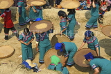 CHINA, Yunnan Province, Yuanyang, Hani (Akha) women with rice sifting baskets, CH1631JPL