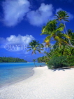 COOK ISLANDS, Aitutaki Islands, Tapuaetai (One Foot Island), beach and coconut trees, CI640JPL