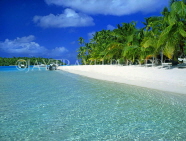 COOK ISLANDS, Aitutaki Islands, Tapuaetai (One Foot Island), beach and coconut trees, CI647JPL