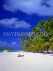 COOK ISLANDS, Aitutaki Islands, Tapuaetai (One Foot Island), beach and sunbather, CI106JPL
