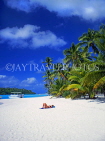 COOK ISLANDS, Aitutaki Islands, Tapuaetai (One Foot Island), beach and sunbather, CI633JPL