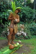 COOK ISLANDS, Rarotonga, Cultural Village, Maori man explaining uses of coconut, CI918JPL