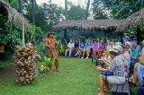 COOK ISLANDS, Rarotonga, Cultural Village, Maori man explaining uses of coconut to tourists, CI127JPL