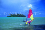 COOK ISLANDS, Rarotonga, Muri Beach, windsurfer and small islet, CI934JPL