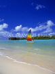COOK ISLANDS, Rarotonga, Muri Beach and sailboat, CI663JPL