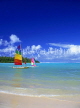 COOK ISLANDS, Rarotonga, Muri Beach and sailboat, CI667JPL