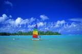 COOK ISLANDS, Rarotonga, Muri Coast and sailboat, CI934JPL
