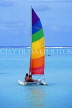 COOK ISLANDS, Rarotonga, islanders on sailboat out at sea, CI148JPL