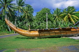 COOK ISLANDS, Rarotonga, old outrigger on display, CI787JPL