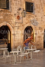 CROATIA, Dubrovnik, Old Town, cafe scene, setting out tables and chairs, CRO415JPL