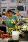 CROATIA, Dubrovnik, Old Town, market scene, people at flower stall, CRO460JPL