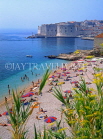 CROATIA, Dubrovnik, beach and Old Town view, CRO367JPL