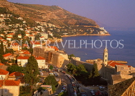 CROATIA, Dubrovnik, town and coastal view, evening light, CRO485JPL