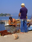 CROATIA, Elaphite Islands (Dubrovnik Coast), KOLOCEP, fishermen mending nets, CRO395JPL