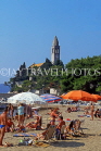 CROATIA, Elaphite Islands (Dubrovnik Coast), LOPUD, beach with sunbathers, CRO466JPL