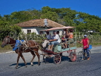CUBA, Trinidad, horse drawn taxi cart, CUB360JPL
