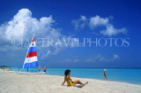 CUBA, Varadero, beach, sailboat and sunbather, CUB120JPL