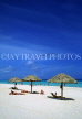 CUBA, Varadero, beach, thatched sunshades and sunbathers, CUB109JPL