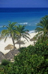 CUBA, Varadero, beach and thatched sunshades, CUB212JPL