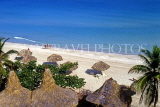 CUBA, Varadero, beach and thatched sunshades, CUB233JPL