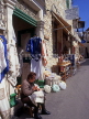 CYPRUS, Lefkara village, street scene with lace shops and woman working, CYP204JPL