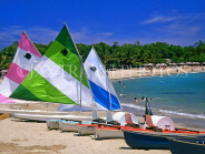 DOMINICAN REPUBLIC, North Coast, Playa Dorada, sailboats on beach, DR135JPL